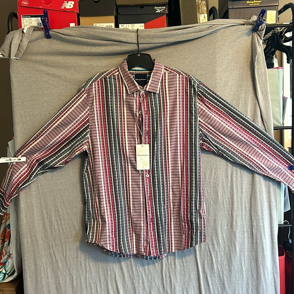 NWOT! Tommy Bahama Silva stripe. Large. Red/gray mix. Never worn.